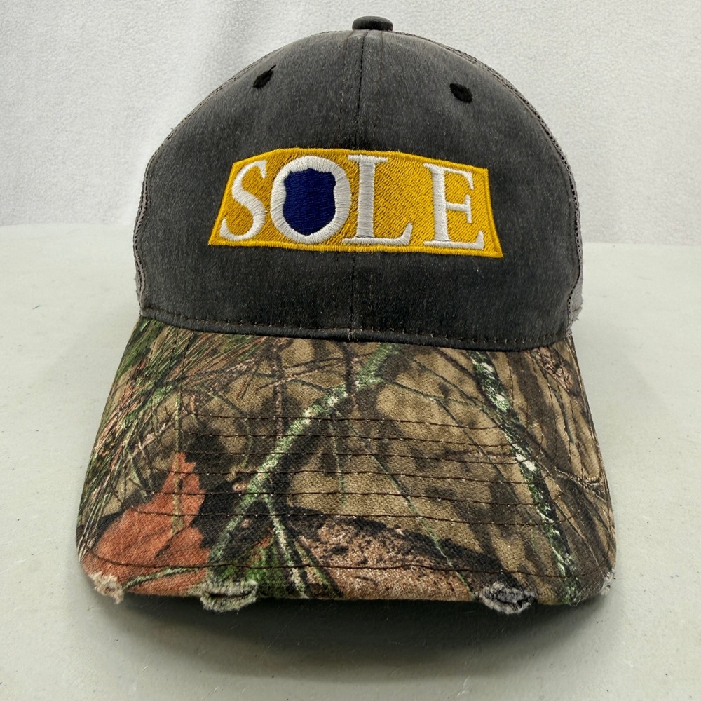 SOLE Law Enforcement Trucker Hat Mens OSFA Grey Camo Distressed Snapback Mesh